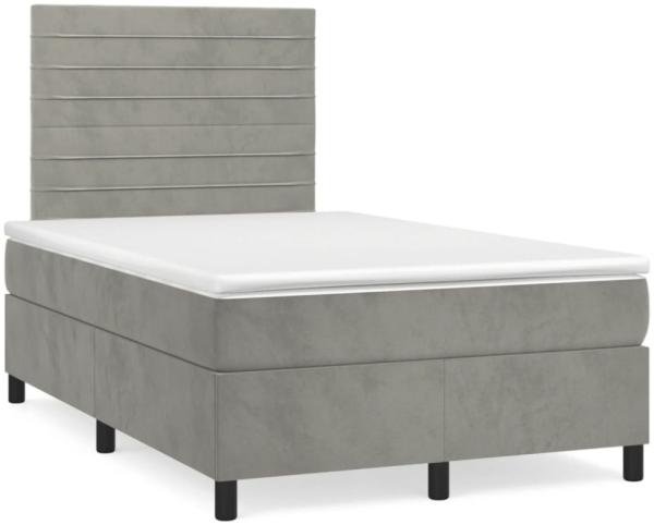 vidaXL Boxspringbett mit Matratze Hellgrau 120x190 cm Samt 3270001