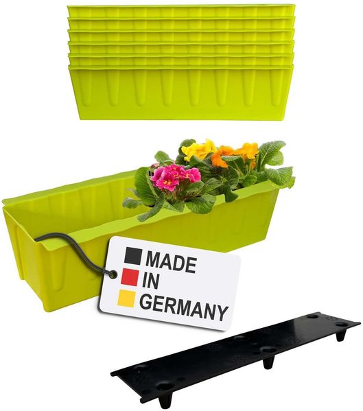 BURI 6 Euro-Paletten Blumenkästen-Einsätze inkl. Bewässerungsmatte | 37,3cm Hellgrün | Pflanzkasten für Europalette Palette | Balkonkasten | Blumentopf | aus stabilen Kunststoff | Made in Germany Bild 2