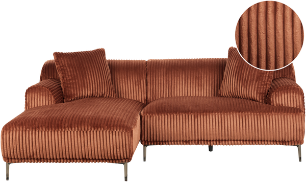 Ecksofa STENUM Cord Braun rechtsseitig