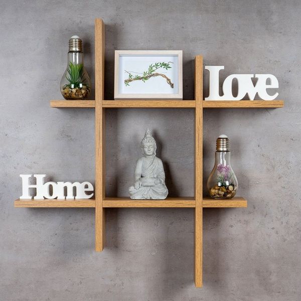 Levandeo® Wandregal, levandeo Hashtag Regal 75x75cm Wandregal Holz Wildeiche Bücherregal