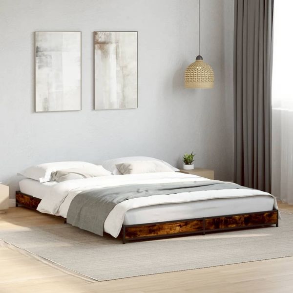 vidaXL Bettgestell Räuchereiche 120x200 cm Holzwerkstoff und Metall 845153