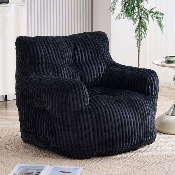 BlingBin Sitzsack Loungesessel mit Memory-Schaum-Füllung (1 St, Sessel aus Cord, ergonomischer Bodensessel mit Armlehnen), für Wohnzimmer und Schlafzimmer
