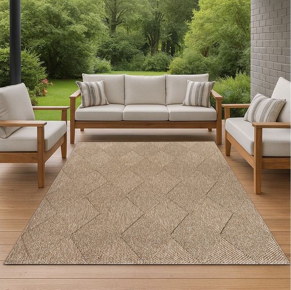 TeppichHome24 Outdoorteppich Teppich In- und Outdoor mit Jute-Optik in Beige/Braun, rechteckig