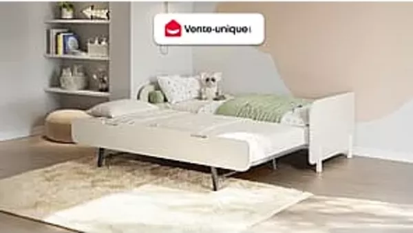 Vente-unique - TALUDO Bett Holz, Platte BeigeBeige - B 98,9 cm x H 63,6 cm x L 200,4 cm