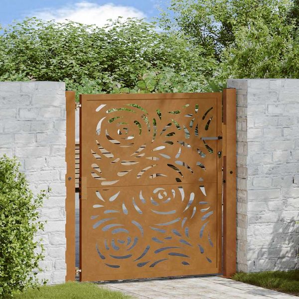 vidaXL Gartentor 100x100 cm Verwitterungsstahl Flammendesign 4100994