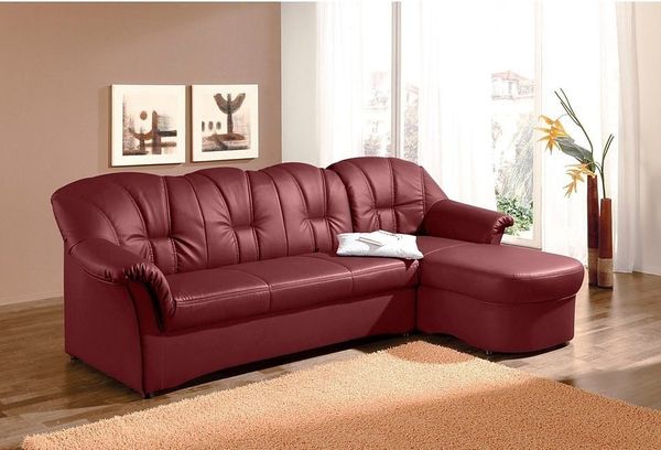 DOMO collection Ecksofa Papenburg, zeitlose Rückensteppung, elegante Formensprache, L-Form, in großer Farbvielfalt, wahlweise mit Bettfunktion