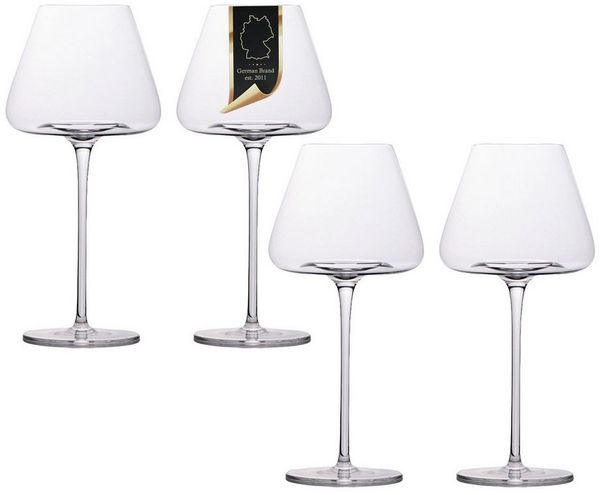 Intirilife Weinglas, 4-tlg, Glas, 4x Wein Glas 600ml Rotwein Glas Kelch Spülmaschinenfest Kristallglas