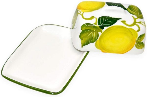 Lashuma Butterdose Zitrone, Keramik, (1-tlg, 12 x 9 cm), Behälter für Butter 125 g oder Magarine