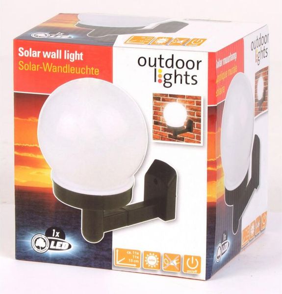 Solar Wand Leuchte LED Kugel Dekoration Licht Außenbereich Garten Beleuchtung