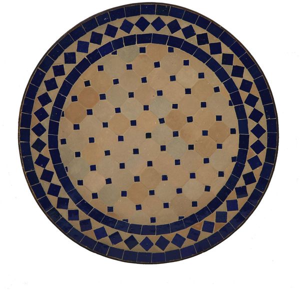 Mosaik-Beistelltisch Ø45 cm Blau-Raute