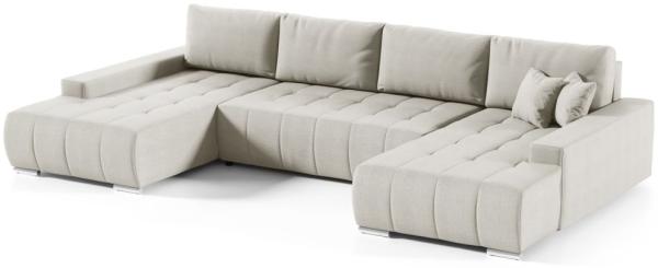 Wohnlandschaft Sofa mit Schlaffunktion VOGAR Stoff Aulla Beige