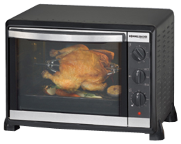 Rommelsbacher Mini-Backofen BG 1550 | 30 Liter | Umluft | Drehspieß | 1550 Watt | Ober-/Unterhitze | Timer | Schwarz