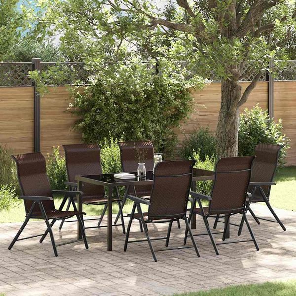 vidaXL Garten Essgruppe 7 pcs Braun Pulverbeschichteter Stahl 3379265