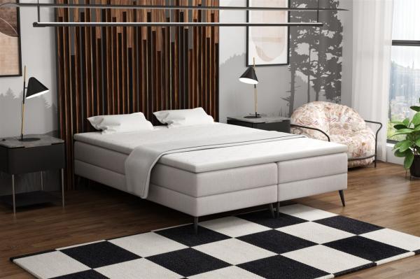 Boxspringbett Schlafzimmerbett BREST 160x200cm Stoff Soro Hellgrau