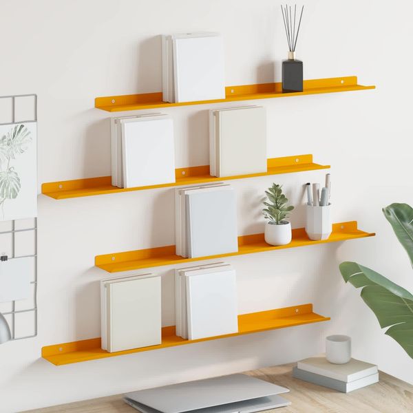 vidaXL Schwebendes Regal 4 pcs Senfgelb 80 x 9 x 2,5 cm Stahl 8003979