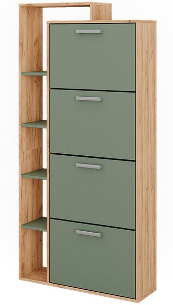 Schuhkipper Orlando Goldkraft Eiche/Grün 80 x 166.1 cm mit 4 Fächern Vicco