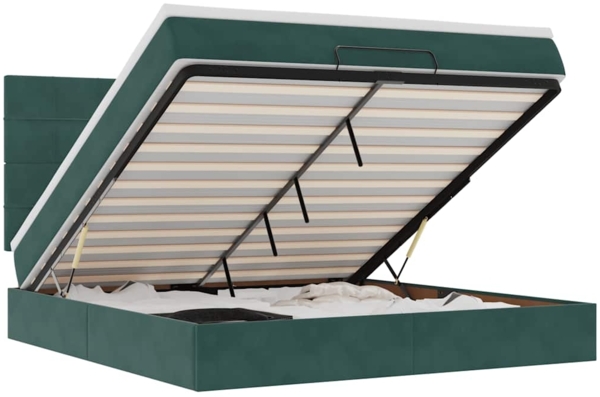 vidaXL Ottoman-Bett mit Matratzen Dunkelgrün 180x200 cm Samt 3313490