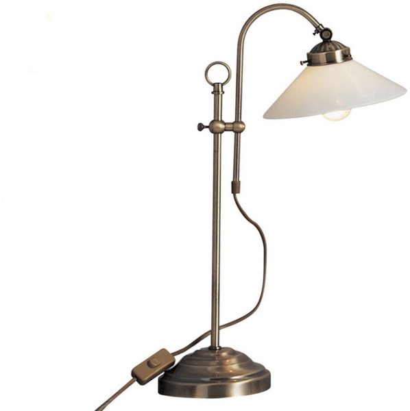 Große LED Tischleuchte im Landhausstil mit Glasschirm, max. Höhe 55cm