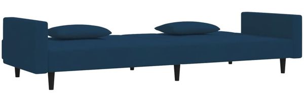 vidaXL Schlafsofa 2-Sitzer mit 2 Kissen Blau Samt 375815 Bild 5