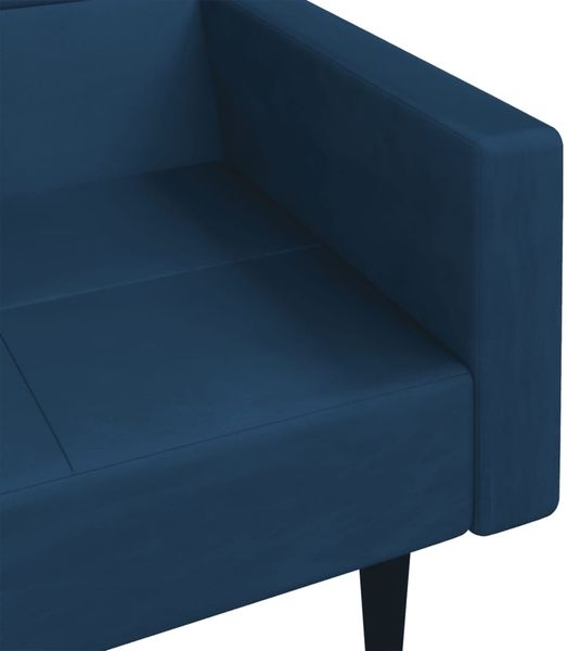 vidaXL Schlafsofa 2-Sitzer mit 2 Kissen Blau Samt 375815 Bild 9