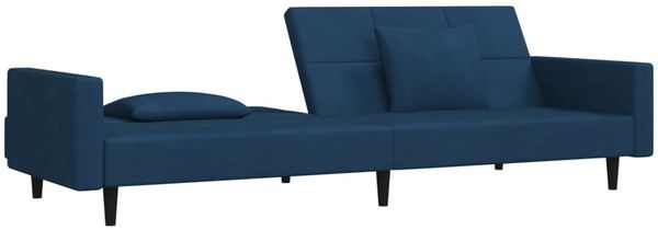 vidaXL Schlafsofa 2-Sitzer mit 2 Kissen Blau Samt 375815 Bild 6