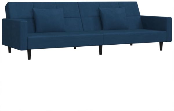 vidaXL Schlafsofa 2-Sitzer mit 2 Kissen Blau Samt 375815 Bild 2