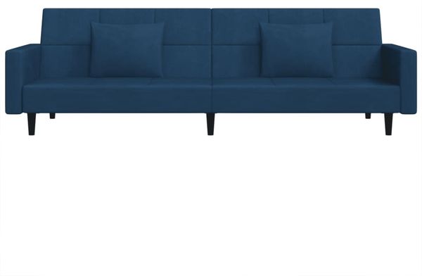 vidaXL Schlafsofa 2-Sitzer mit 2 Kissen Blau Samt 375815 Bild 4