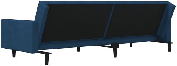 vidaXL Schlafsofa 2-Sitzer mit 2 Kissen Blau Samt 375815 Bild 8