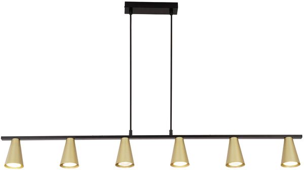 ZMH Pendelleuchte Esstisch Hängelampe GU10: 6-flammig Esszimmerlampe in Schwarz Gold Metall Modern Industrial