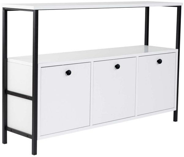 Stylish Console Table, White & Black, 120 x 77 x 29.5 cm | 100% Melamine Coated, Electrostatic Powder Coating, PVC Edgebanding | Modern Design for Home & Office