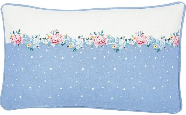 Greengate Kissenhülle Laura Kissenhülle dusty blue mit Stick 30 x 50 cm