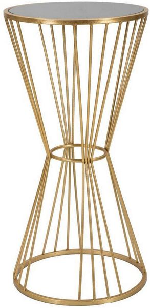 Dmora Wohnzimmertisch Agnes, Niedriger Wohnzimmertisch, Kaffeeregal, Couchtisch für Sofa, 40x40 h80 cm, Gold