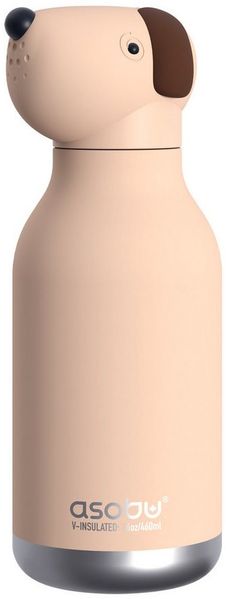 ASOBU Trinkflasche Asobu® Kindertrinkflasche BESTIE mit Strohhalm 460ml - BRAUNER HUND