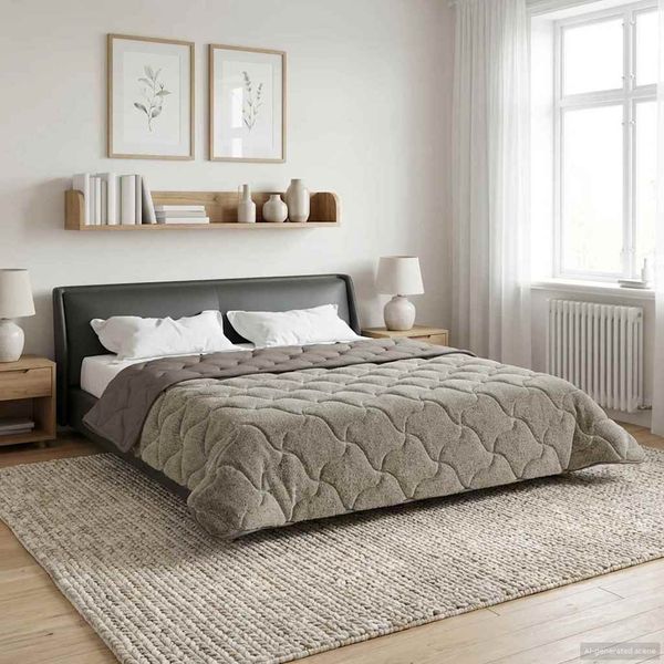 vidaXL Ganzjahresbettdecke Gepolstert Hellgrau 200 x 220 cm 42026249