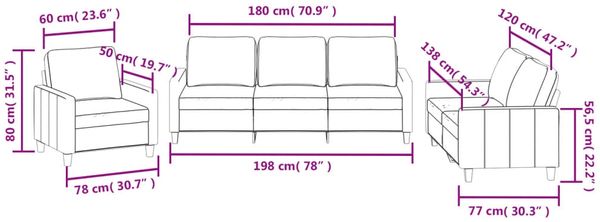 vidaXL 3-tlg. Sofagarnitur mit Kissen Cappuccino-Braun Kunstleder 3201402 Bild 8