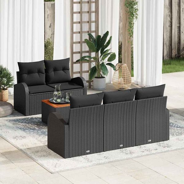 vidaXL Gartensofa-set mit Speicher 6 pcs Schwarz Poly-Rattan 3356189