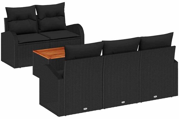 vidaXL Gartensofa-set mit Speicher 6 pcs Schwarz Poly-Rattan 3356189 Bild 2
