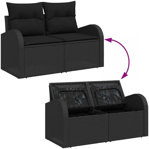 vidaXL Gartensofa-set mit Speicher 6 pcs Schwarz Poly-Rattan 3356189 Bild 10
