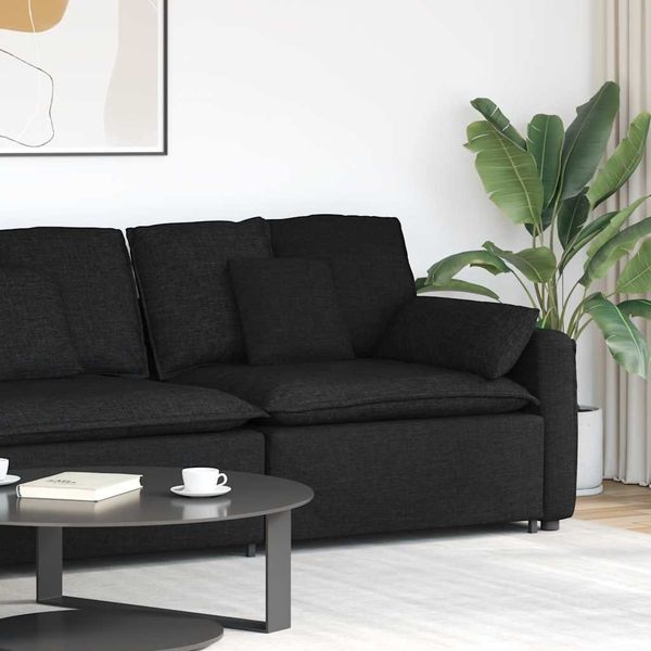 vidaXL Modulares Sofa Endmodul mit Armlehne Kissen Schwarz 100 cm 4104389