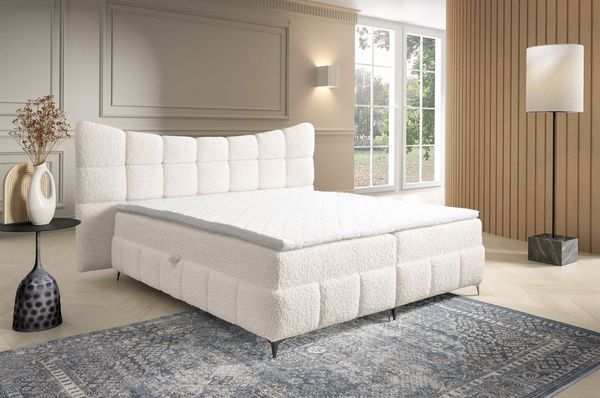 Boxspringbett Bett Schlafzimmerbett NOVA 160x200cm Stoff Rolf Creme