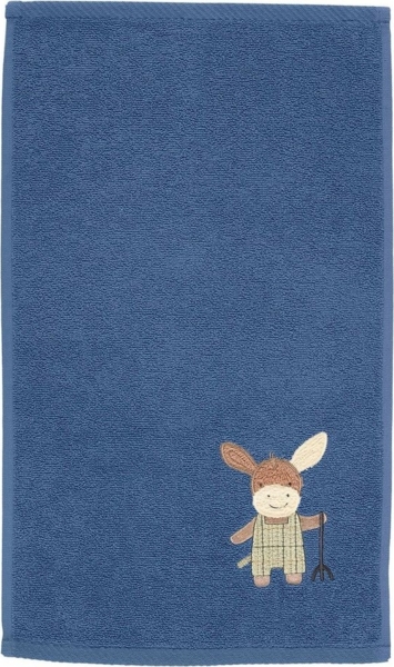 Sterntaler® Handtücher 2er Kinderhandtücher Emmilius, Baumwolle (2-St), Handtuch Kinder - Doppelpack Kinderhandtücher 50x30 cm Esel Emmilius in Mittelblau - Handtuch Kindermotiv, 2er Set aus saugfähigem Frottee mit Streifen und Stickmotiv Bild 3