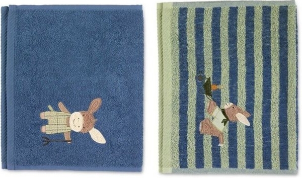 Sterntaler® Handtücher 2er Kinderhandtücher Emmilius, Baumwolle (2-St), Handtuch Kinder - Doppelpack Kinderhandtücher 50x30 cm Esel Emmilius in Mittelblau - Handtuch Kindermotiv, 2er Set aus saugfähigem Frottee mit Streifen und Stickmotiv Bild 2