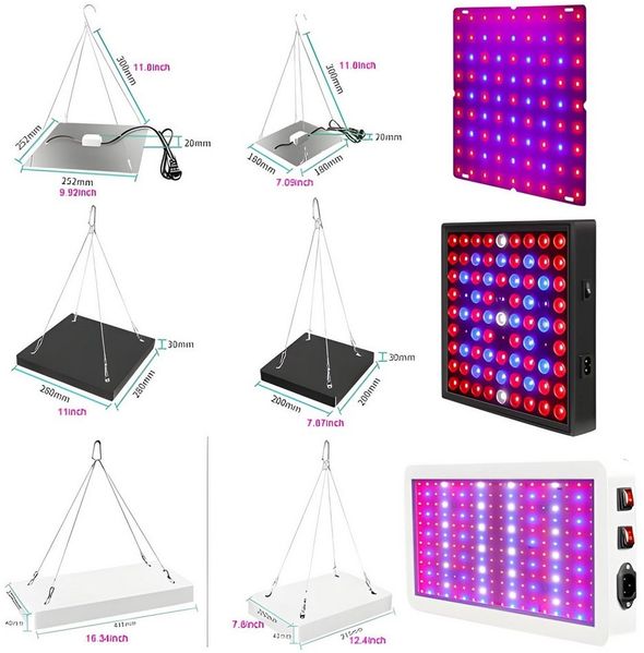 Athlix Pflanzenlampe Vollspektrum Pflanzenlicht Pflanzenlampe für Zimmerpflanzen, LED fest integriert, 81-312LEDs, 25W-80W