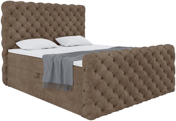 MEBLINI Boxspringbett DUKE 120x200 cm mit Bettkasten - H4/Braun Samt Polsterbett - Doppelbett mit Topper & Taschenfederkern-Matratze Bild 2