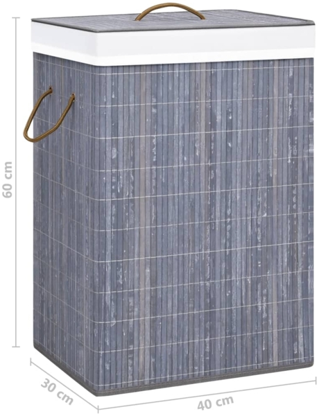 vidaXL Bambus-Wäschekorb mit 2 Fächern Grau 72 L 320741 Bild 8