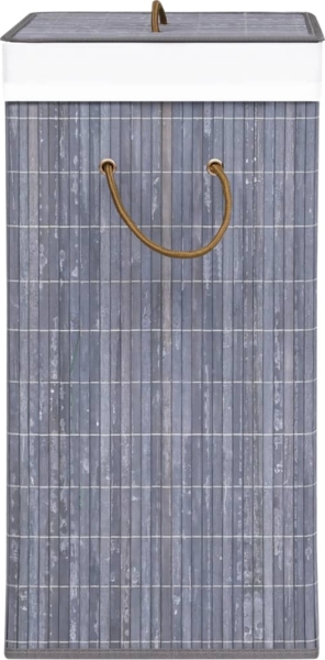 vidaXL Bambus-Wäschekorb mit 2 Fächern Grau 72 L 320741 Bild 4