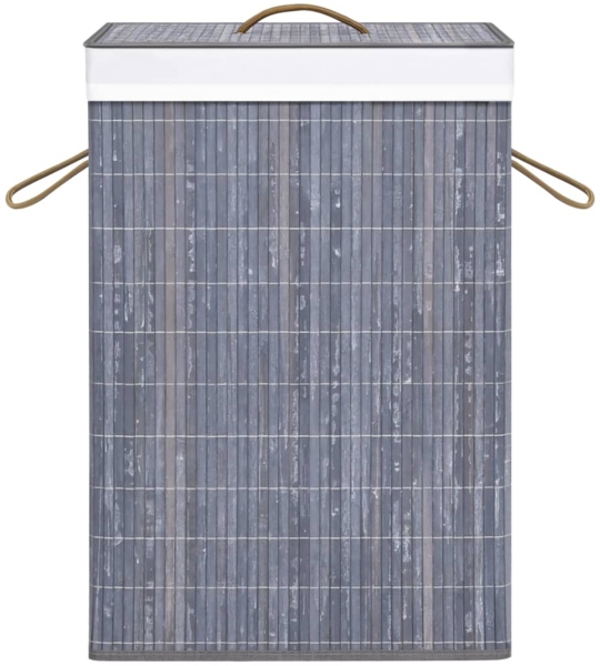 vidaXL Bambus-Wäschekorb mit 2 Fächern Grau 72 L 320741 Bild 3