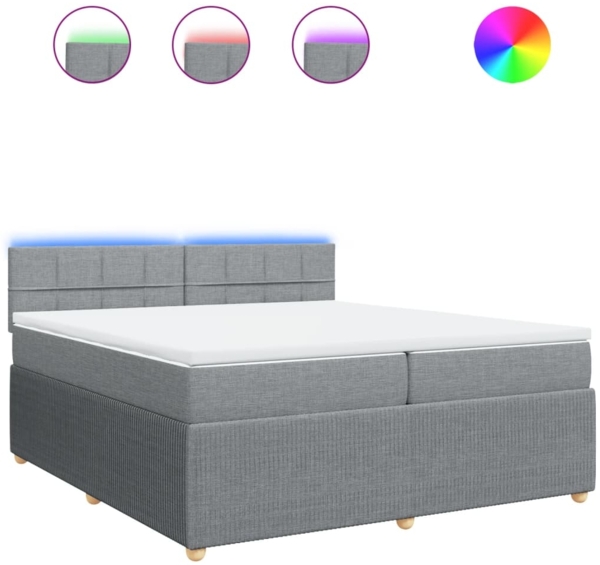 vidaXL Boxspringbett mit Matratze Hellgrau 200x200 cm Stoff 3289863