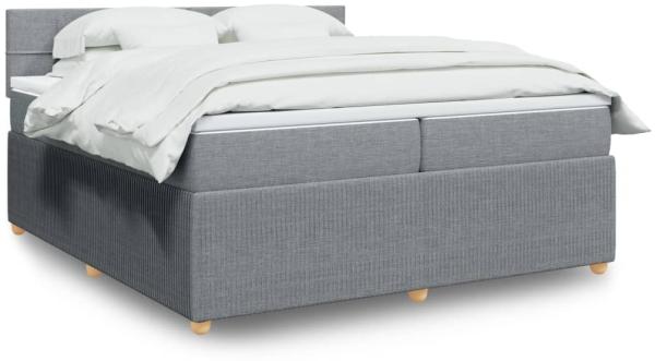 vidaXL Boxspringbett mit Matratze Hellgrau 200x200 cm Stoff 3289863