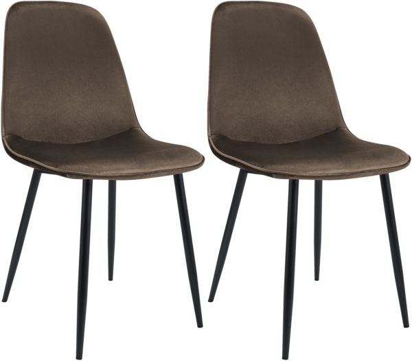 CLP 2er Set Esszimmerstuhl Maryam gepolstert mit Rückenlehne,braun Samt